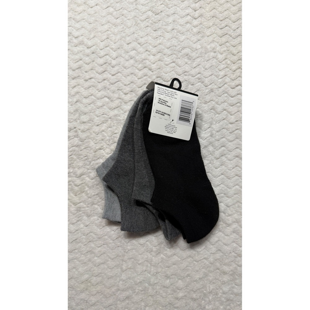 Velvet Heart 3 Pair Cushioned No Show Socks Grey Black Size 9-11 Shoe 5-10.5 - Picture 2 of 6